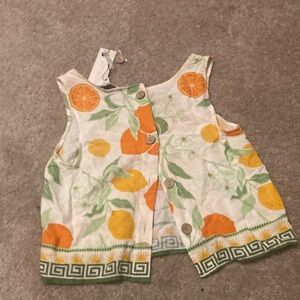 Rachel Zoe Orange and Green Fruit Print Button Down Shirt